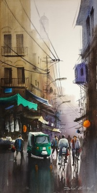 Zahid Ashraf, 12 x 24 Inch, Watercolor on Canvas, Cityscape Painting, AC-ZHA-016